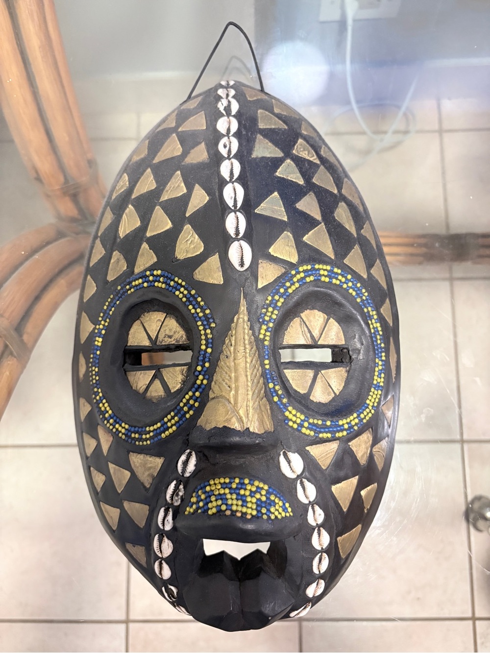Vintage Handmade African Ghana Mask Wall Art